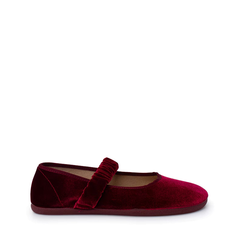 Merceditas Infantil Barefoot Veludo com Tira Franzida